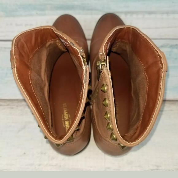 Mossimo Womens Brown Ankle Studded Biker Boots 8.5 - Picture 6 of 7